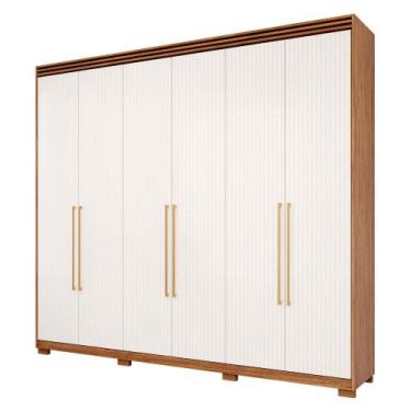 Imagem de Guarda Roupa Carolina 6 Portas com Espelho Interno com Pés MDF - Panan