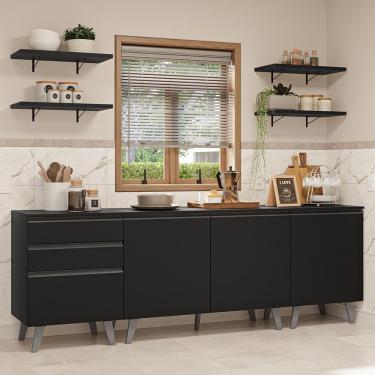 Imagem de Armário De Cozinha Completa 240 Cm Preto Nice Madesa 01 Preto