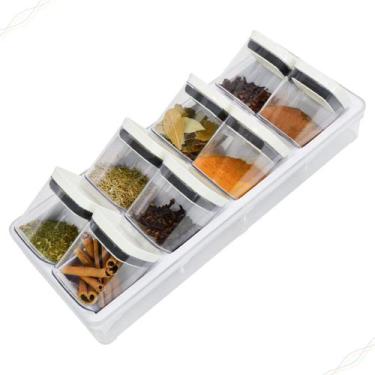 Imagem de Kit 8 Potes para Temperos Condimentos com Rack Organizador para Gaveta