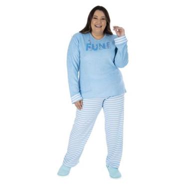 Imagem de Pijama De Inverno Feminino Plus Size Plush Tamanho Especial - Victory,