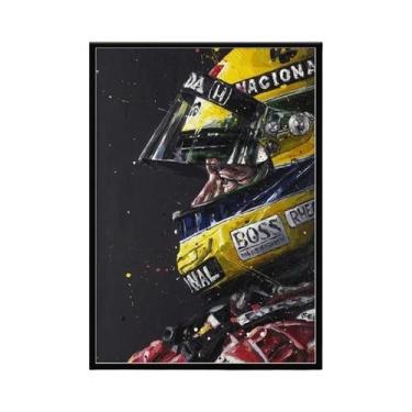 Imagem de Quadros Decorativos Ayrton Senna Campeão Mundial De F1 Para Sala De Es