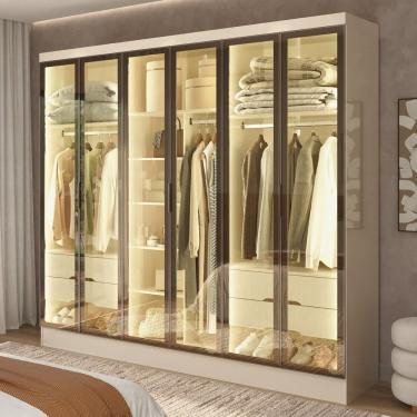 Imagem de Guarda-roupa Casal com 6 Portas Reflecta e 4 Gavetas Atenas Yescasa Off White