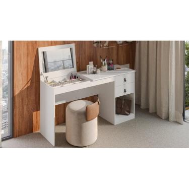 Imagem de Escrivaninha e Penteadeira Telasul Versa Home Com Espelho 2 Gavetas Branco