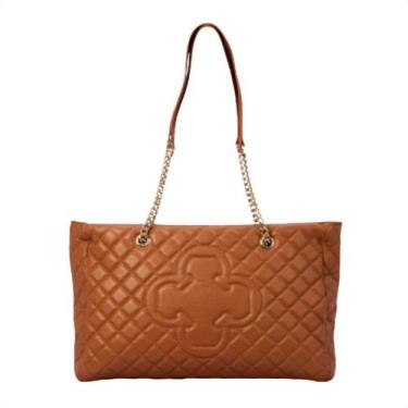 Imagem de Bolsa Grande De Couro Preta Matelassê Capodarte, Relax camel, UN