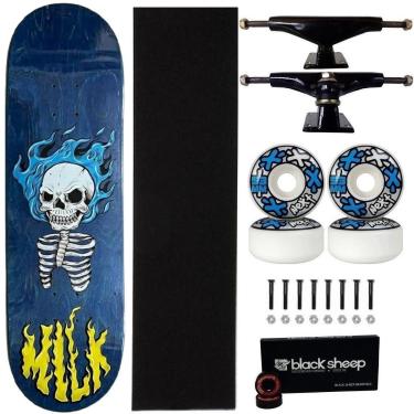 Imagem de Skate Milk Maple Montado 8.5 Profissional Caveira Next 53mm-Masculino