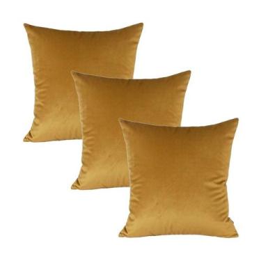Imagem de Kit 3 Capas para Almofada em Veludo Liso Quadrada 50x50 Várias Cores -