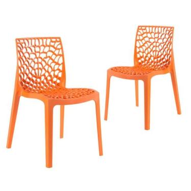 Imagem de Kit 2 Cadeiras Laráz Gruvyer Design Anatômico - Laranja - Laraz