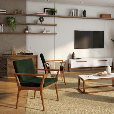 Imagem de Poltrona Decorativa Tip Veludo Verde Musgo Amêndoa Alves Pereira