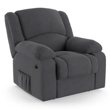 Imagem de Poltrona Do Papai Reclinável Melim Elétrica LED Massagem Veludo Cinza D'Rossi