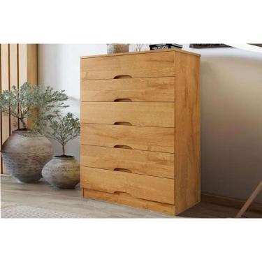 Imagem de Cômoda de Quarto Sevilha 6 Gavetas MDF MDP Puxador Cava Peroba Europa