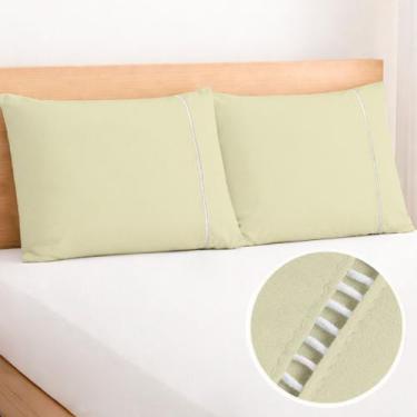 Imagem de Kit 2 Fronhas Ponto Palito Tamanho Especial 90x50cm Percal 200 Fios 10