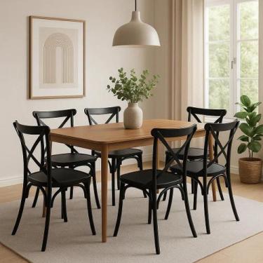 Imagem de Cadeiras Gisacompany Aço Carbono Preto, Branco, Assento Bege e Preto e