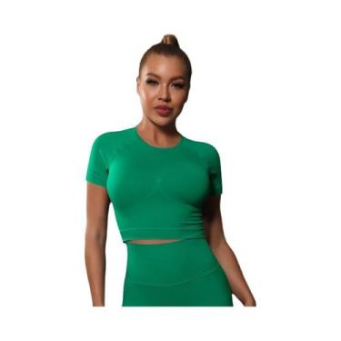 Imagem de Camiseta Esportiva Feminina Sem Costura - Ideal para Ioga, Fitness e T
