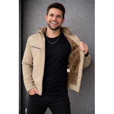 Imagem de Jaqueta Masculina Sarja Com Capuz Removivel Forrada Peluciada Frio - I