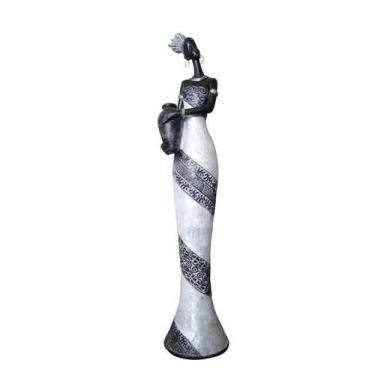 Imagem de Escultura Estátua Mulher Africana 56cm Madrepérola Metal - Zona Livre