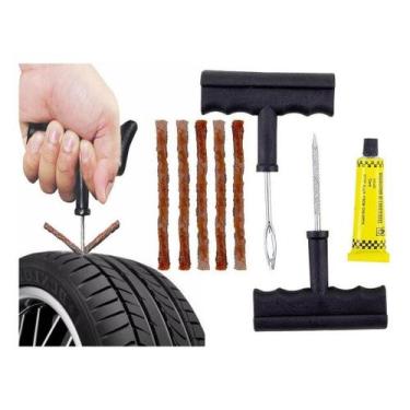 Imagem de Kit Reparo Pneu Remendo Profissional Carro Moto Sem Câmara - Alfashop