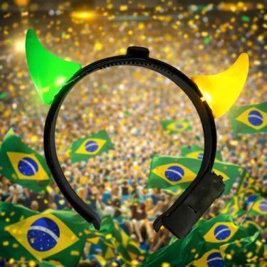 Imagem de Tiara Chifre Diabinho Verde E Amarelo Brasil Copa Do Mundo - 321OF, Am