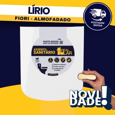 Imagem de Tampa Assento Vaso Sanitária Lírio Fiori Almofadado Branco Ideal Lar