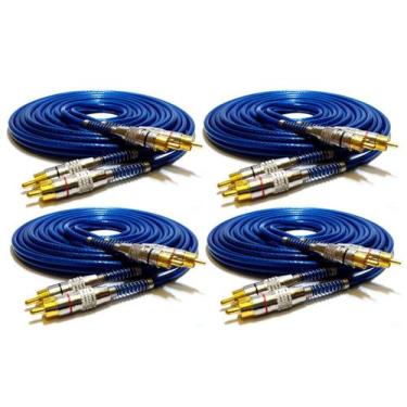 Imagem de Kit 4 Cabos RCA Blindado 5M 5mm Plug de Metal Banhado a Ouro - TECH ON
