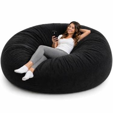 Imagem de Puff Gigante 140cm Redondo Capa Suede Premium Sem Enchimento Lavável Confortável Sala Quarto Decoração