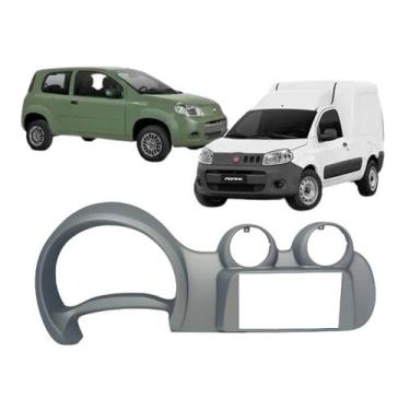 Imagem de Moldura Painel Multimidia 2din 7 Pol Fiat Uno Vivace Fiorino Cinza Fia