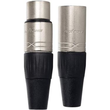 Imagem de Kit com 2 Plug Xlr Fêmea RX3FP-NT + Xlr Macho RX3MP-N 3 Pinos Niquelad