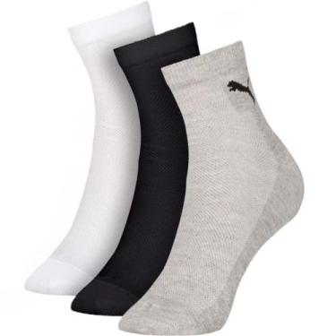 Imagem de Meia Puma Esportiva Cano Medio 3 Pares 4510 4740 Unisex, Cinza, 39/43