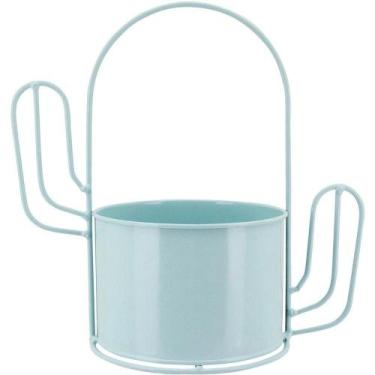 Imagem de Garden Cachepô 23X24X13Cm Metal Azul Cacto - NH