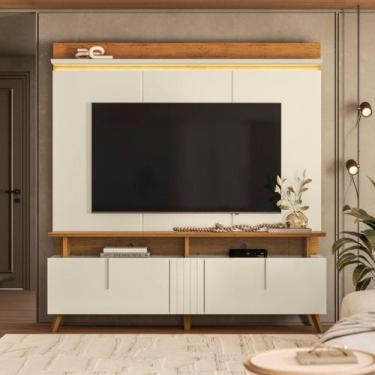Imagem de Painel De TV Com LED E Rack Retrô De 2 Portas Para Sala - CasaH, Off W