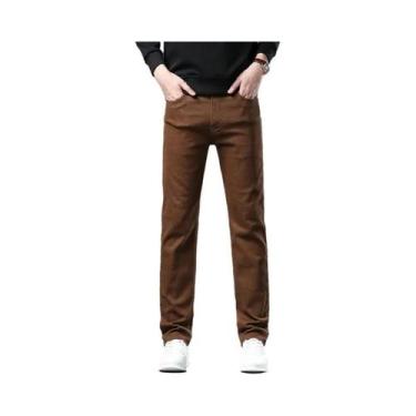 Imagem de Calças Jeans Masculinas De Algodão Stretch Confortáveis, Corte Reto, C