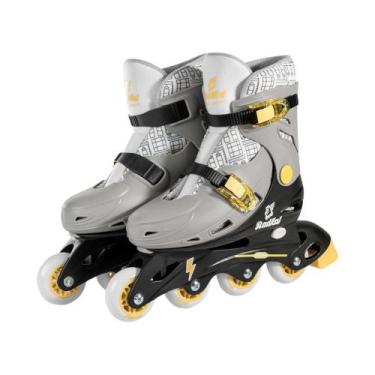 Imagem de Patins Inline Ajustável C/ Acessórios Fenix Cinza 38-41 - Fenix Brinqu