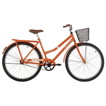 Imagem de Bicicleta Paradise Urbana Aro 26 Quadro Aço 1 Marcha com Cesta e Bagageiro Laranja Free...