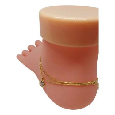 Imagem de Tornozeleira Premium Elo Duplo 28cm Banhado a Ouro - Joias Nobre, Ouro