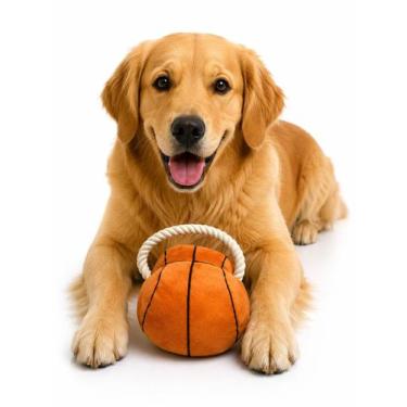 Imagem de Bola Brinquedo Pelúcia Basquete Com Puxador Cães Pet - The Pets