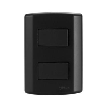 Imagem de Interruptor de 2 Teclas Simples, Modular, com Placa 4x2 e Suporte Pret