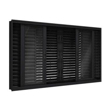 Imagem de Janela de Aço Veneziana Flex com Grade Quadrada 6 Folhas 100x200cm Fac