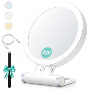 Imagem de Espelho de aumento B Beauty Planet 30X/1X com luz, dobrável
