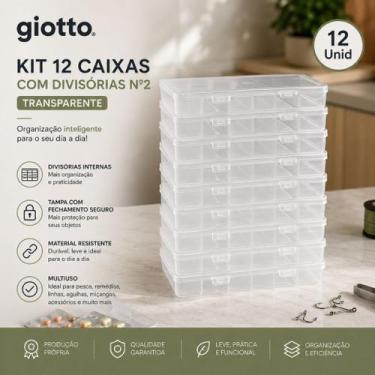 Imagem de Kit 12 Caixa com Divisórias Nº2 Organizadores Acessórios Pesca Remédio
