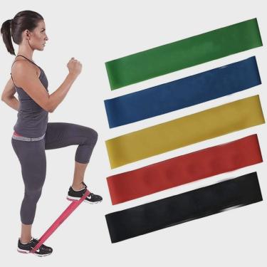 Imagem de Kit 5 Super Mini Bands Faixa Elastica Para Ginastica Com 5 Cores elasticos