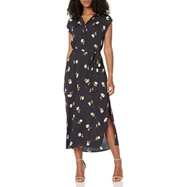 Imagem de Billabong Vestido midi feminino Lovely Ways com botões frontais, Floral preto, M