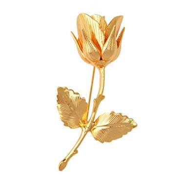 Imagem de LoveinDIY Broche de rosa banhado a ouro elegante para terno masculino joia de noivo de casamento, Latão