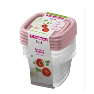 Imagem de Conjunto 4 Potes Quadrado 200ml Sanremo Fácil SR120/4