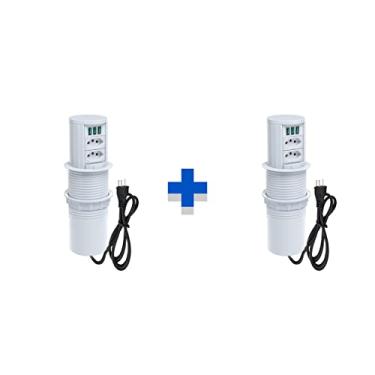 Imagem de Kit 2 Torres De Tomada Totem Slim Manual 2 Tom 20A 3USB 5.2A COR:BRANCO