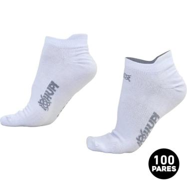 Imagem de Meia HUPI Casual Invisível Algodão Branco M - Kit 100 Pares