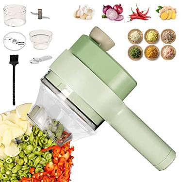 Imagem de HUIKDY Moedor elétrico multifuncional sem fio, 4 em 1, conjunto portátil de cortador de legumes, mini processador de alimentos portátil para alho, pimenta, pimenta, cebola, aipo, gengibre, carne