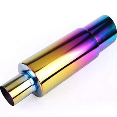 Imagem de Escapamento universal de aço inoxidável com ponta de escape de 7,6 cm, entrada de 5 cm, silenciador queimado, 37,6 cm de comprimento, neo cromado