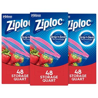Imagem de Ziploc Sacos de armazenamento, para alimentos, sanduíches, organização e muito mais, vedação inteligente com zíper Plus, 48 unidades (pacote com 3)