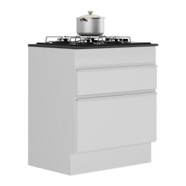 Imagem de Balcão Cozinha com Rodapé para Cooktop 70 cm 1 Porta 1 Gaveta Veneza Multimóveis MP2118.891 Branco