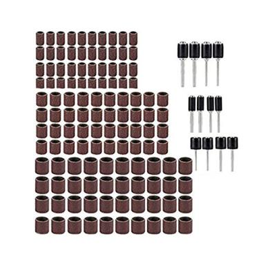 Imagem de Tingpai 132pcs Kit de l a de tambor Kit de luvas ab sivas Círculo de l a de 80 grãos com mandris de bor cha de 3.175mm Mandris de tambor Chaves de fenda L adei de tambor e conjunto de luvas pa