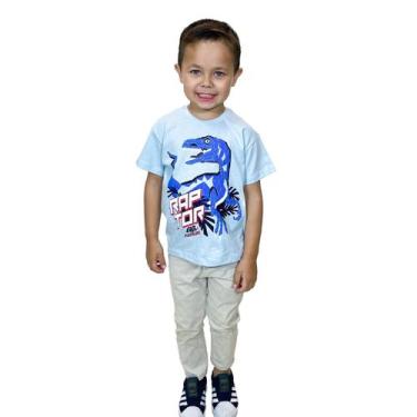 Imagem de Camiseta Infantil Masculina Azul Dinossauro - Luck Silver